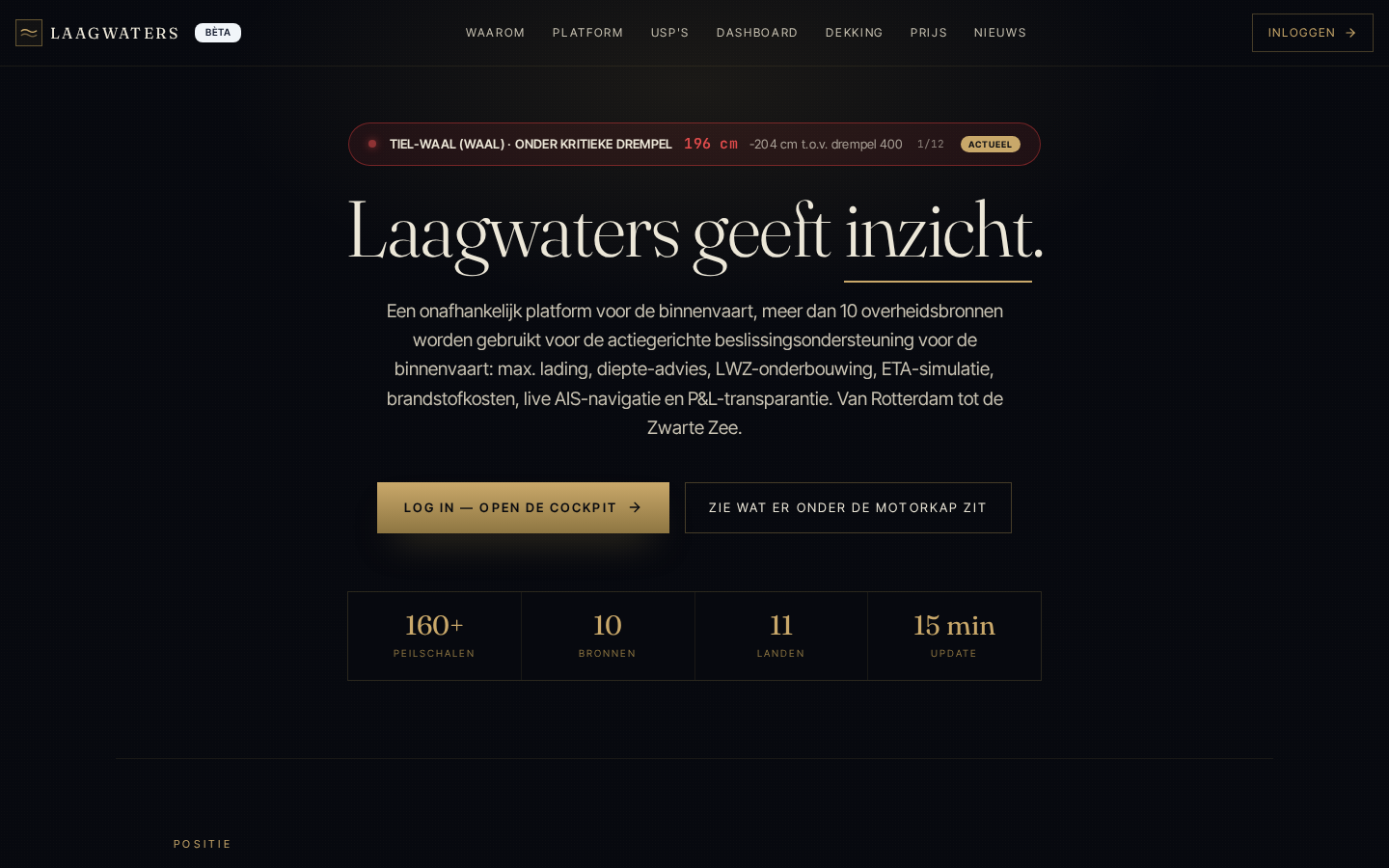 Laagwaters homepage op desktop