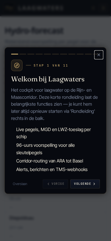 Laagwaters hydro-forecast op mobiel