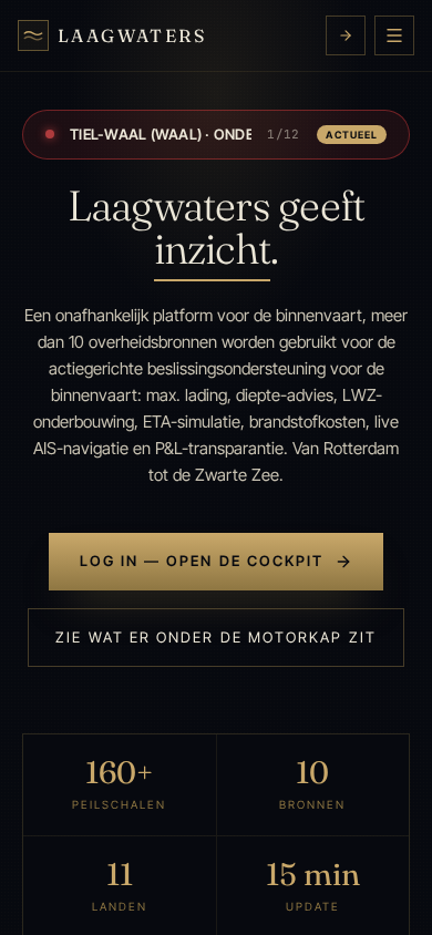 Laagwaters homepage op mobiel