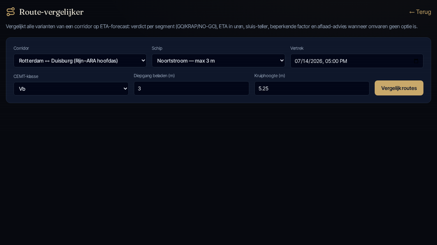 Screenshot Route-vergelijker met LWZ-onderbouwing